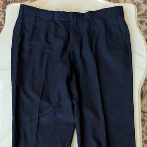 NWOT Current Isaia Napoli Navy Blue Wool Flat Front Trousers Pants W36" x L30"